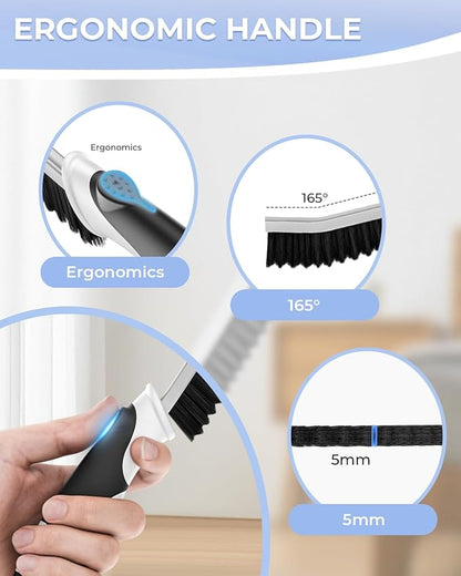 Cleangor Crevice Cleaning Brushes, Serrated Scrub Brush Tool for Hard to Reach Tight Space, Cleaner Brushes, Cleaning Supplies, Home Essentials for Shower, Bathroom, Kitchen, Window, Toilet, Sink