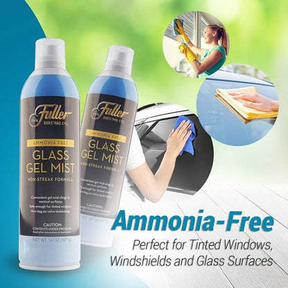 Fuller Brush Glass Gel Mist Spray – 14 oz Glass Cleaner for Windows, Mirrors and Plexiglass – Streak-Free Formula Safe for Tinted & Vertical Surfaces (Pack of 6)