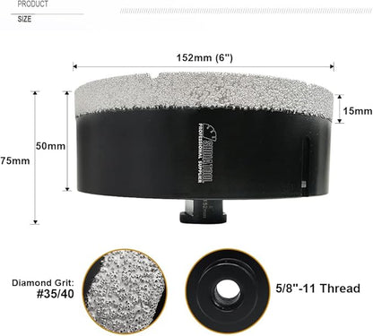 SHDIATOOL Diamond Core Drill Bits 6 Inch for Porcelain Ceramic Tile Marble Brick Vacuum Brazed Hole Saw 152mm
