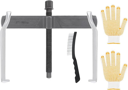 ChgImposs 12 Inch 2-Jaw Gear Puller, Adjustable Bearing Puller Gears + Wire Brush + Gloves, Reversible Removal Tool, CR-V Two Claws Puller Tool for Removal of Pulleys Flywheels Bearings Gears