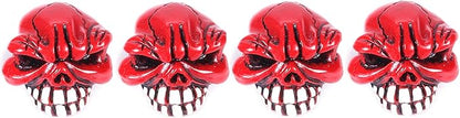 Abfer Skull Valve Caps Fun Wheel Tire Air Stem Dust Cover Cap Auto Decoration Accessories Fit Most Vehicle Car Truck Bike Motorcycle (Red)