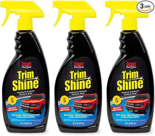 Stoner Car Care 92034-3PK Trim Shine – Vinyl and Plastic Protectant for Interior and Exterior Detailing, Restores OEM Color, Adds Shine, UV and Water Protection – 22 fl oz (Pack of 3)