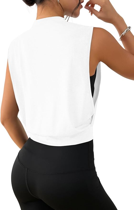 SOFIA'S CHOICE Women Workout Crop Tank Tops Cropped Sleeveless Muscle Shirt Gym Yoga Running