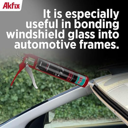 Akfix Urethane Windshield Adhesive Black (1x10.1 fl.oz.) - Fast Curing Car Window Sealant, High Bond Strength Auto Glass Glue | 1 Pack