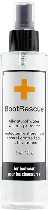 Boot Rescue All-Natural Premium Protector Spray. Waterproof, Snowproof & Stainproof Shoes & Boots. Fragrance free. Works on Leather, Fabric & Even Delicate Suede. 6oz/170ml bottle.