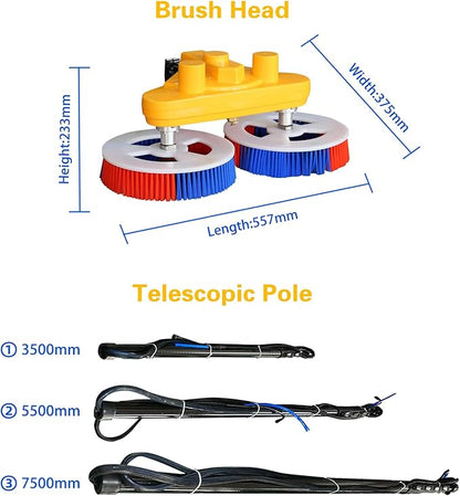 Solar Panel Cleaning Kit, 18FT Water Supply Kit with Extendable Pole Photovoltaic Double Head Automatic Panel, Roof Water Brush,with Lithium Battery