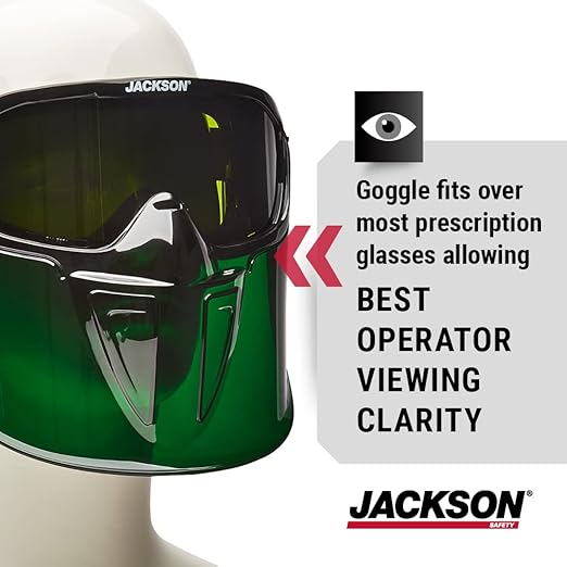 Jackson Safety 21002 - Safety Goggle - Gpl500 Premium Series - Shade 5 Ir Lens - Anti-fog - With Flip-up Detachable Face Shield - Green Body