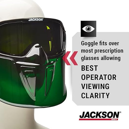 Jackson Safety 21002 - Safety Goggle - Gpl500 Premium Series - Shade 5 Ir Lens - Anti-fog - With Flip-up Detachable Face Shield - Green Body
