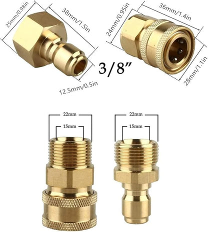 Pressure Washer Adapter Set,M22 Female Thread Fitting, 3/8" Quick Connect kit,5000 PSI