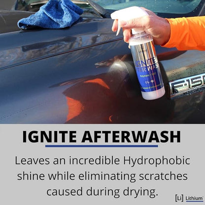 Lithium Auto Elixirs Ignite After Wash - Waterless Car Wash Exterior Care Products - Streak-Free Si02 paint and Glass protectant with Hydrophobic Ceramic Ingredients - Conditions and Shines Surfaces
