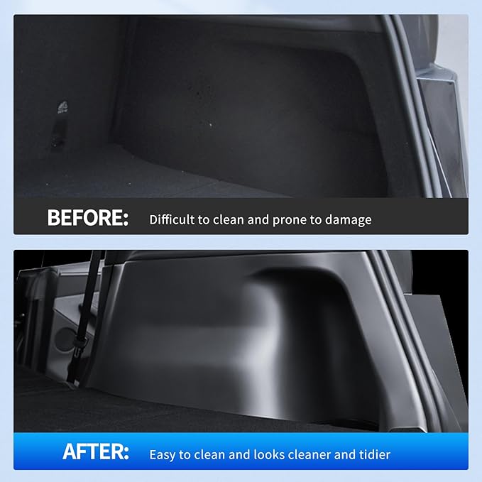 SHINELINERS Rear Trunk Side Protectors for Tesla Model Y Juniper 2025-2026, 2PCS TPE Side Panel Guards, Cargo Area Protective Covers