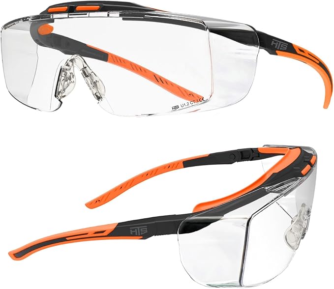 HTS HUNTERSKY HUNTERSKY ANSI Z87 Anti Fog Lab Safety Glasses Fit Over Eyeglasses Up to 1.88 inch 100% UV Protective Goggles
