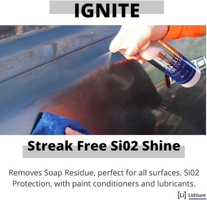 Lithium Auto Elixirs Ignite After Wash - Waterless Car Wash Exterior Care Products - Streak-Free Si02 paint and Glass protectant with Hydrophobic Ceramic Ingredients - Conditions and Shines Surfaces