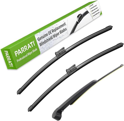PARRATI® Premium Windshield Wipers with Rear Wiper Blades Arm Replacement for 2023-2018 Volkswagen Atlas,All-Season Automotive Wipers,Easy to Install 26"+22"+12"(Set of 4)