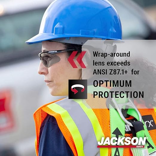 Jackson Safety SG Safety Glasses – Eye Protection for Men and Women – ANSI Z87.1 (Pack of 12)