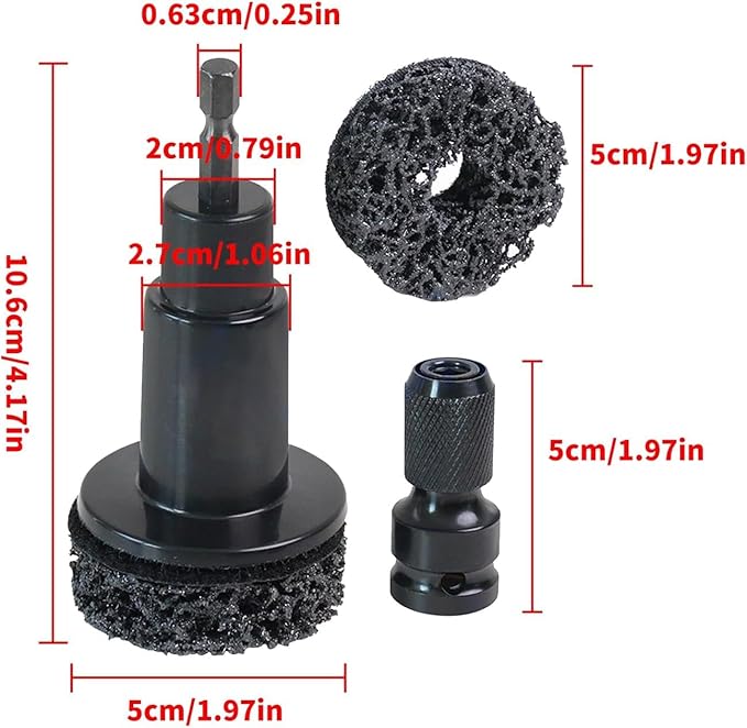 Ljcyrmlsy Professional 5-Head Wheel Hub and Stud Cleaning Kit, Brake Parts Maintenance Tool Set for Cars and Trucks