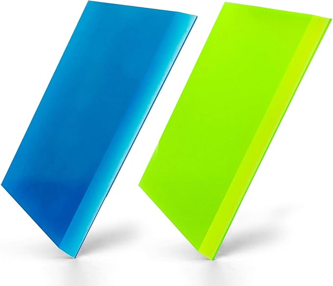 CARTINTS 2pack Mini Squeegee Rubber Squeegee, 5.1x 2 inch, for Cleaning Glass, Shower Door and Car Windows and Screen Printing, Blue/Green