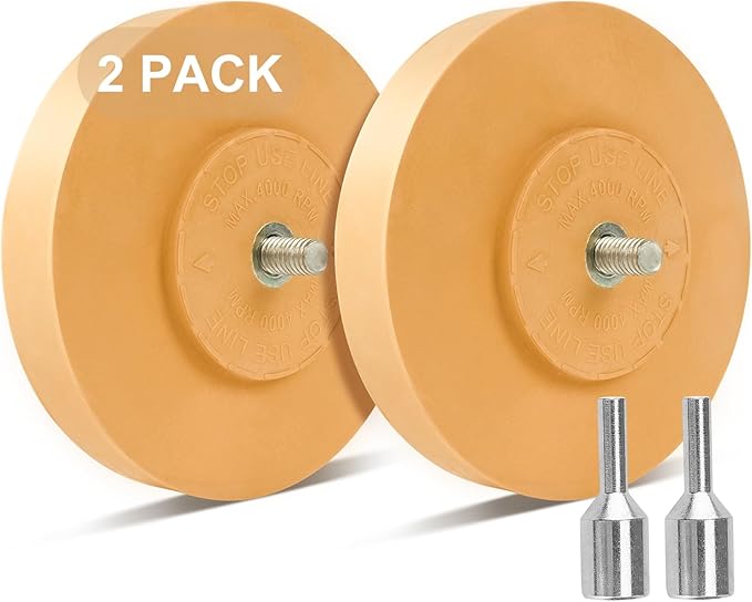Belinova 2 Pack Eraser Wheel Decal Remover Eraser Wheel Adhesive Remover with Adapter 4 Inch Rubber Eraser Wheel for Drill Removes Car Decal Vinyl Tape Graphics Pinstripe Sticker Remover