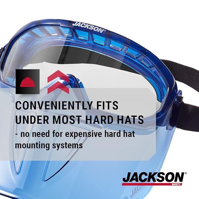 Jackson Safety 21000 - Safety Goggle - Gpl500 Premium Series - Clear Lens - Anti-fog - With Flip-up Detachable Face Shield - Blue Body