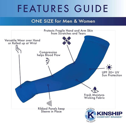 Kinship Comfort Brands Sun Protection Sleeves to Cover Arms for Men, Women, Sports Outdoor Tattoo Protector, One Size