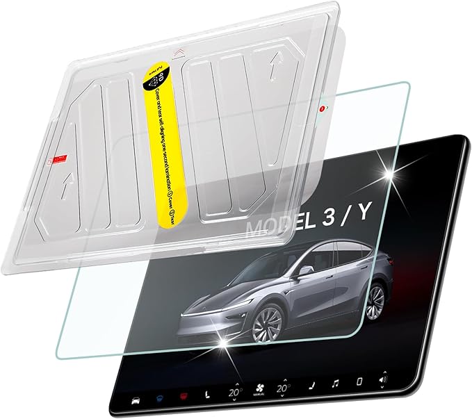 DGXWLLW Screen Protector for Tesla Model Y 2024-2020 Model 3 2023-2017 with Alignment Kit Tempered Glass Touchscreen Protection for Dashboard Protective 9H Hardness Anti Glare Fingerprint HD Clear