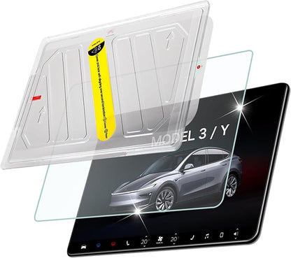 DGXWLLW Screen Protector for Tesla Model Y 2024-2020 Model 3 2023-2017 with Alignment Kit Tempered Glass Touchscreen Protection for Dashboard Protective 9H Hardness Anti Glare Fingerprint HD Clear