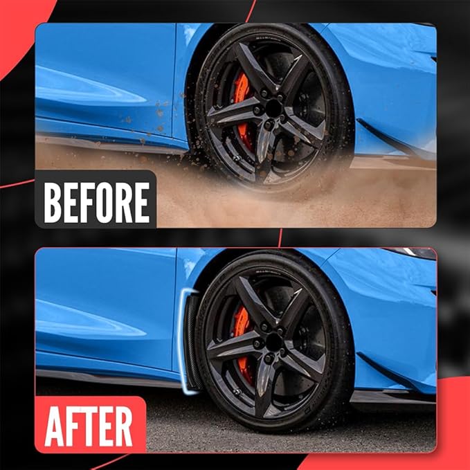 BILLFARO Extended Front Splash Guards Mud Flaps,Carbon Fiber Pattern Wheels Rock Guards Mudflap Fender Mudguard Mud Guards Protector ﻿Accessories for Corvette C8 Z06 2023+ for C8 E-Ray 2024+