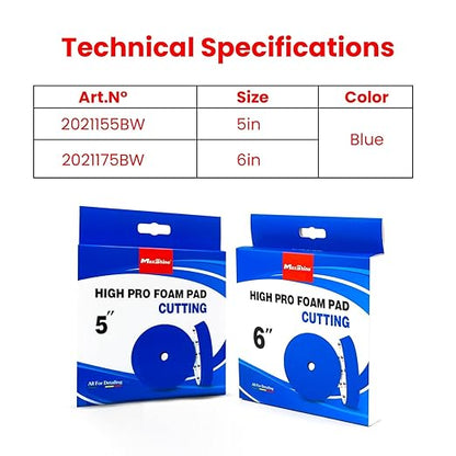 Maxshine Universal 5.2” High Foam Cutting Polishing Pad with Hole - Removes Heavy Swirl Marks, Scratches & Oxidation, Professional-Grade Pad for Efficient Paint Correction
