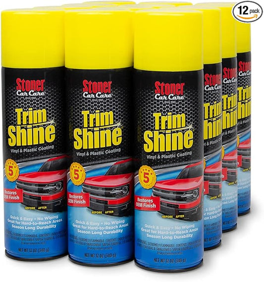 Stoner Car Care 91034-12PK Trim Shine – Vinyl and Plastic Protectant Coating for Interior and Exterior Automotive Detailing, Quick Auto Trim Restorer, Fast-Drying No Sling Formula – 12 oz (Pack of 12)