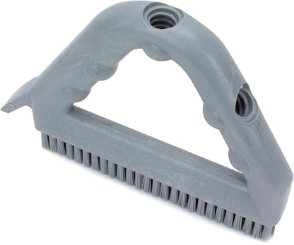 SPARTA Plastic Commercial Grout Brush, Triangle-Shaped Scrub Brush with Scraper and Two Threaded Holes for Attaching Handle (Sold Separately), 9 x 7 x 7 Inches, Gray