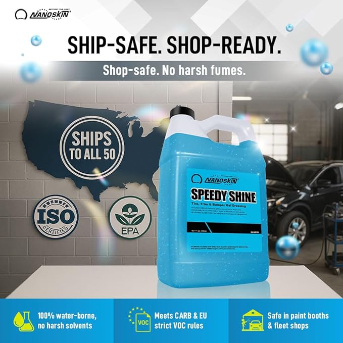 Nanoskin SPEEDY SHINE Exterior Tire & Trim Gel 1 Gallon - Restores and Conditions Faded Tires, Trim, Bumpers and Rubber for Car Detailing | Safe for Cars, Trucks, SUVs, Motorcycles, RVs & More, 128 Fl Oz (Pack of 1)