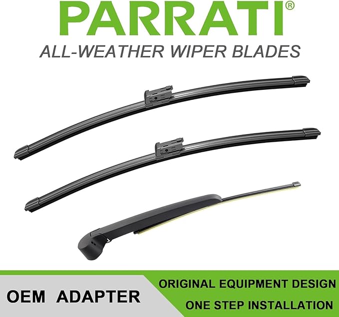 PARRATI® Premium Windshield Wipers with Rear Wiper Blades Arm Replacement for 2023-2018 Volkswagen Atlas,All-Season Automotive Wipers,Easy to Install 26"+22"+12"(Set of 4)