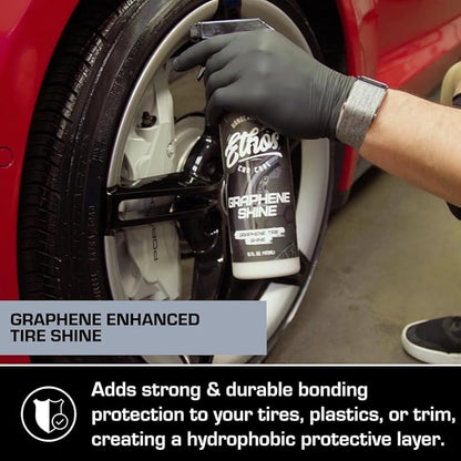 Ethos Graphene Shine - Trim & Tire Shine Spray, High Sheen, Non Greasy, Sling Free Finish! Conditions and Protects Rubber with UV Protection (16 Oz - 2Pack)