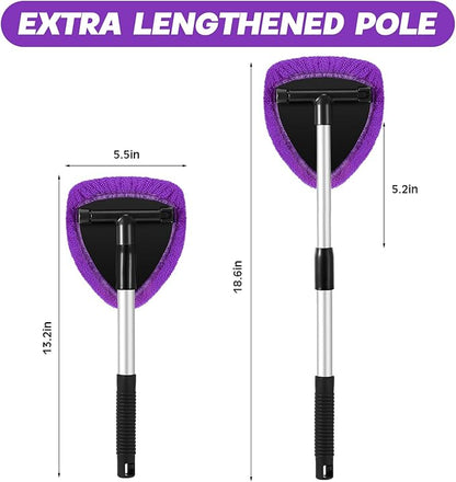 8 Pcs Car Windshield Cleaner Tool Kit with Extendable Handle, Microfiber Towel Pads, Brush, Empty Spray Bottle for Auto Glass Wiper Suvs Rvs & Home Windows(Purple)