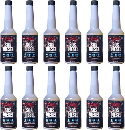 Doc’s SOS Diesel Rescue Emergency Diesel Fuel Additive & Flow Restore Treatment | De-Icer & Anti-Gel for Fuel System Recovery - 12-Pack (192 oz)