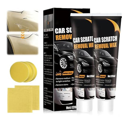 Scratch Remover for Vehicles, 2025 New Car Scratch Remover with Wipe and Sponge, Upgrade Car Scratch Repair Paste Adhesive Polishing Wax for Repairing Scratches, Car Paint Scratch Repair Kit (2)