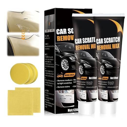 Scratch Remover for Vehicles, 2025 New Car Scratch Remover with Wipe and Sponge, Upgrade Car Scratch Repair Paste Adhesive Polishing Wax for Repairing Scratches, Car Paint Scratch Repair Kit (2)