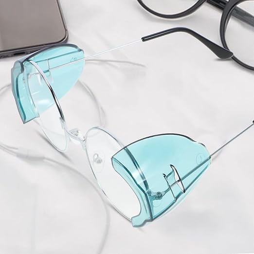 Garneck 4 Pairs of Universal Safety Glasses Side Shields: Multicolored Eyeglasses Safety Guards with Slip-on Design Transparent Lens Protection Shields for Woodworking Construction