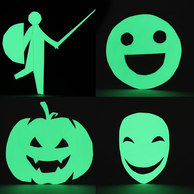 Extra Bright Glow in The Dark (Photoluminescent) Papers, Strong Adhesive, DIY Stickers for Stairs, Light Switch, Furniture, Night Safety, Wall, Ceiling and Bedroom Decoration, A5 Size* 6 Sheets