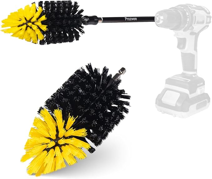 Prozwee 2PACK Tile Corner Drill Brush Set,with Extend Bar Which can Hold and Stabilize,Upgraded Brush Made to Tackle Corner Stains,Cleaning Corner of Grout, Tiles, Sinks,Bathroom,etc.