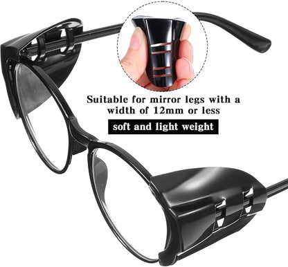 Gjinxi 2 Pairs Side Shields for Glasses, Flexible Safety Black Protective Eyewear Covers, Glasses Side Shields for Eyeglasses