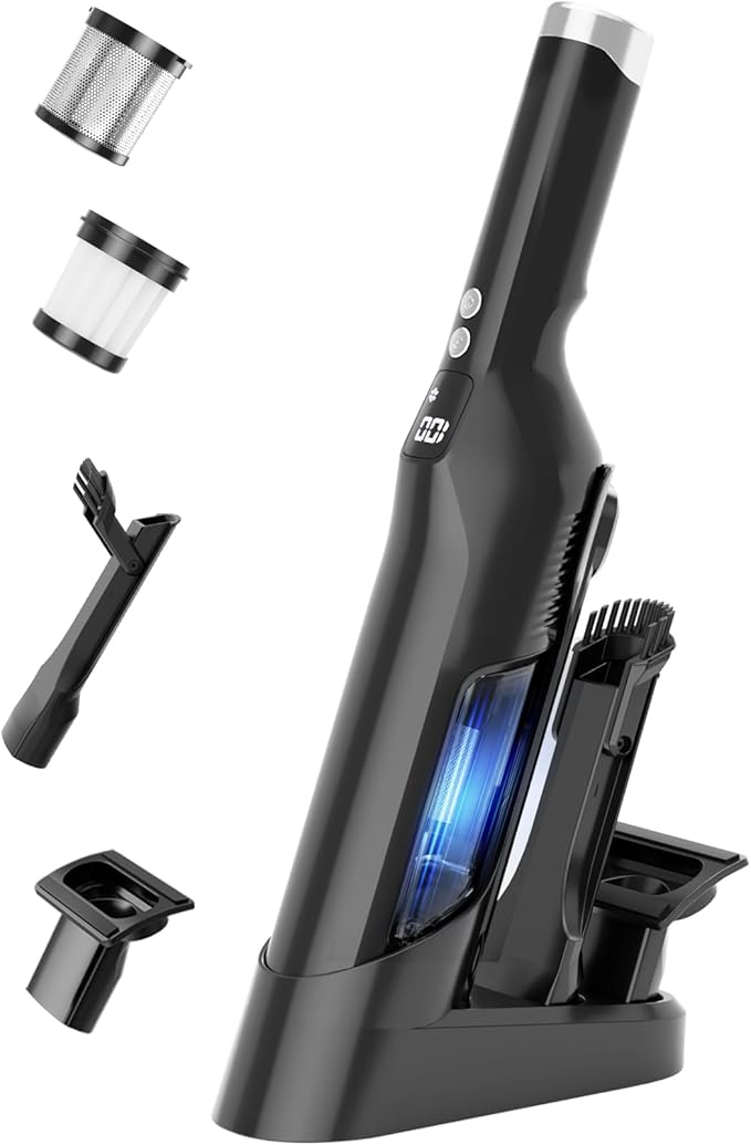 Sweepcent Handheld Vacuum Cordless, 24Kpa Car Vacuum with Brushless Motor, Charging Dock, Rechargeable, 1.5lbs Portable Handheld Vacuum with 2-Speed for Home/Car/Pet(Black)