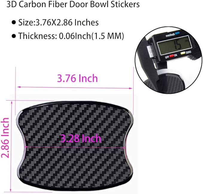 WORCAS 4Pcs Car Door Handle Protective Films,Universal 3D Carbon Fiber Car Door Handle Paint Protection Film for Grip Recesses(S)