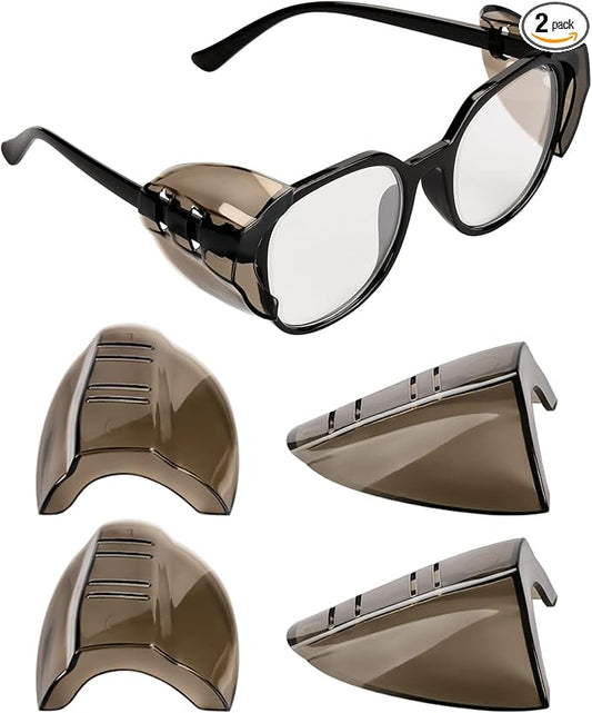 YunTuo 2/4 Pairs Eye Glasses Side Shields for Prescription Glasses - Fits Small to Medium Eyeglasses (2, Brown)