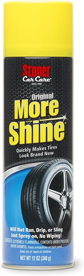 Stoner Car Care 91044 Original More Shine Tire Finish – Tire Shine Spray for a Deep Matte Black Finish with Long-Lasting Rain-Resistant Protection, Non-Greasy No Sling – 12 oz