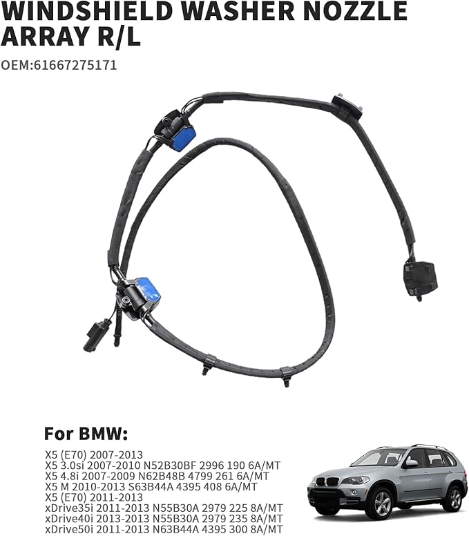 Windshield Washer Nozzle Array R/L 2007-2013 For BMW X5 E70 Replacement number # 61667275171 61664849540 4849540 7275171