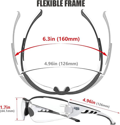 HTS HUNTERSKY Super Flexible Lightweight Anti Fog Wrap-Around U6 Clear Shooting Safety Glasses with ANSI Z87.1 Scratch Resist