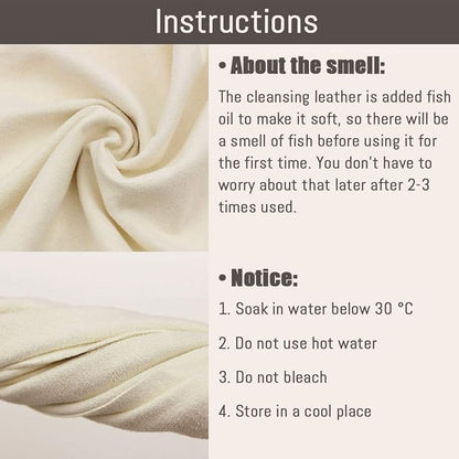 Chamois Cloth for Car 20'' x 27.6'' (3.7 sq ft) Shammy Towel Car Wash Drying Towel Absorbent Real Leather Lint Free Streak Free Cleaning Cloth