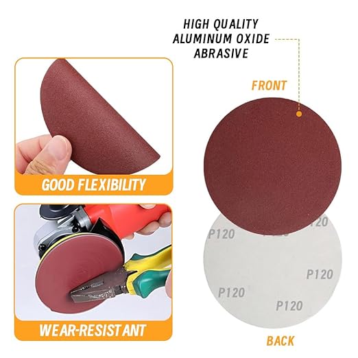WCIC 120-Pack 3-Inch Sanding Discs |P80 to P1000 | 30PCS 180 Grit Aluminum Oxide | Hook & Loop for Wood Furniture Refinishing, Auto Body, Metal Polishing