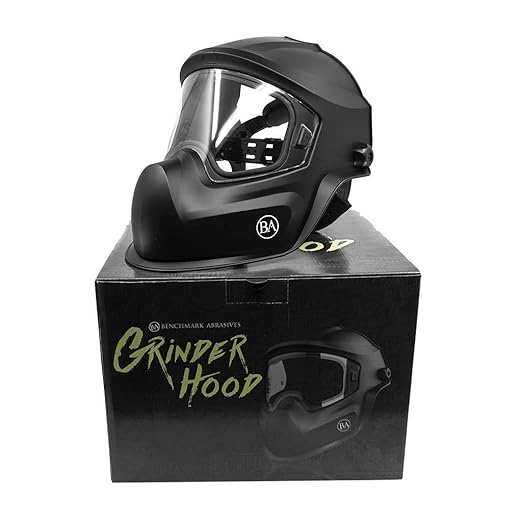 Benchmark Abrasives Professional Grinding Hood Face Shield - ANSI Certified Safety Headgear with Anti-Fog Protection for Woodworking, Cutting & Industrial Use